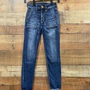 American Eagle Next Level Stretch Crop Raw Hem Jeggings Size 00 Regular